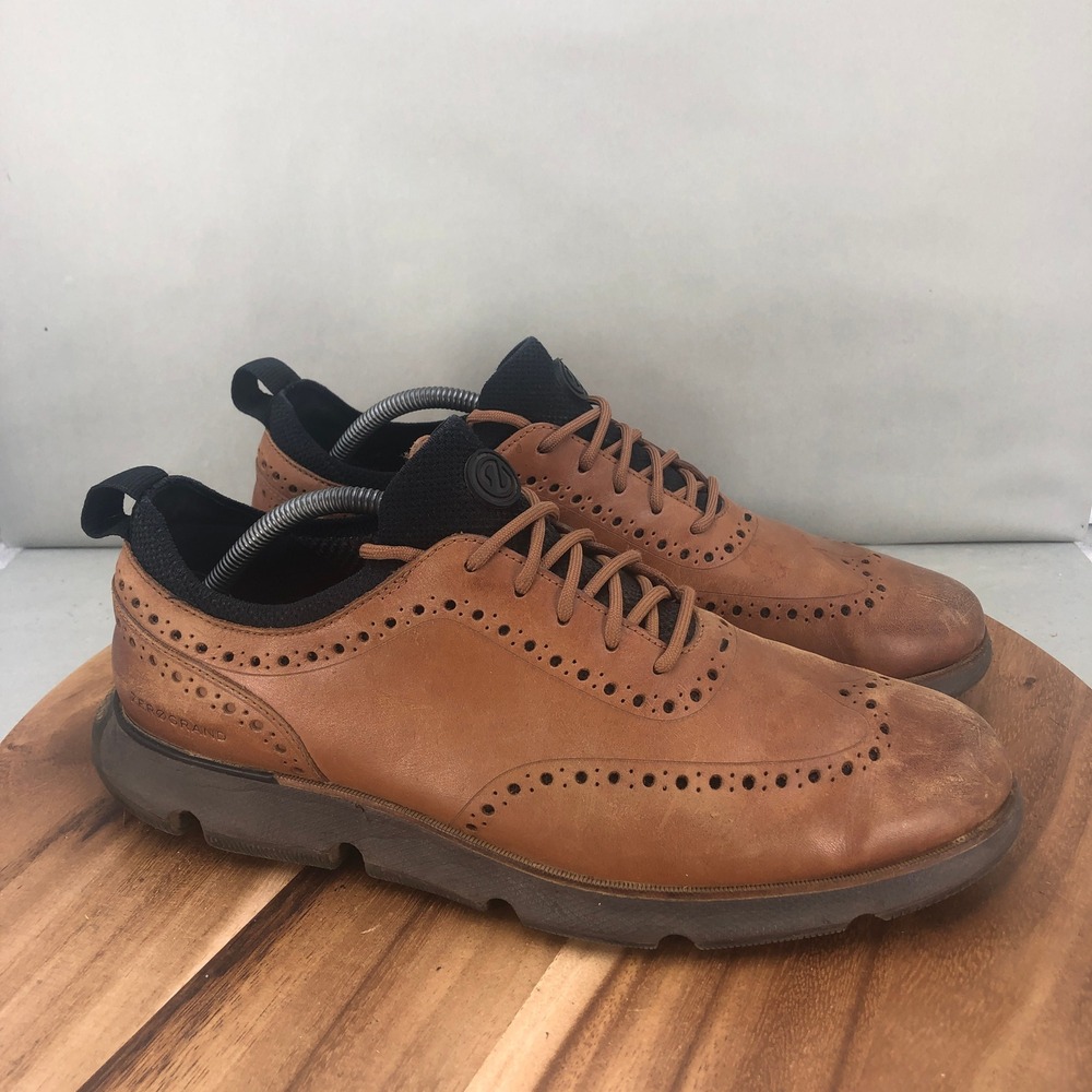 Cole Haan 4.Zerogrand Mens 11.5 M Brown Leather Wingtip Oxford Dress Shoes
